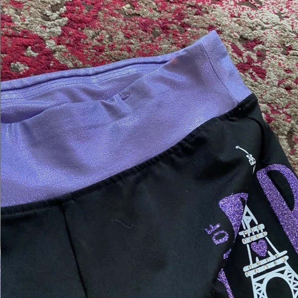 Justice Active Paris Athletic Pants Bootcut y2k Black Purple Shimmer Dance - Picture 5 of 6